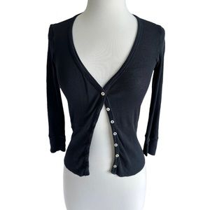 Black Fitted Button Down Cardigan